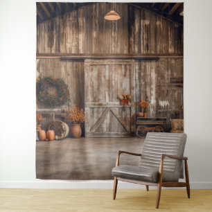 Rustic Fall Barn Hanging Tapestry