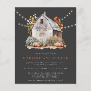 Rustic Fall Barn String Lights Wedding Invitation Flyer