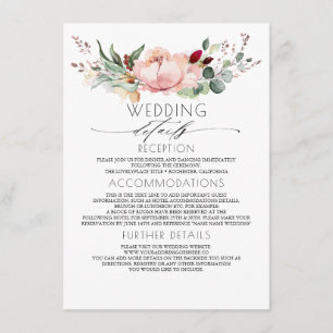Rustic Fall Bloom Wedding Information Guest Enclosure Card