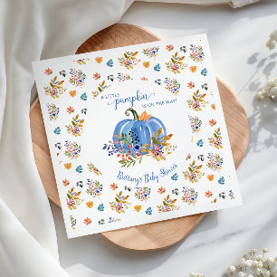 Rustic Fall Blue Pumpkin Baby Shower Napkin