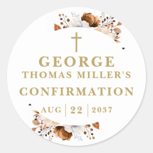 Rustic Fall Boho Botanical Modern Confirmation Classic Round Sticker