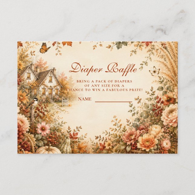 Rustic Fall Boho Diaper Raffle Enclosure Card (Front)