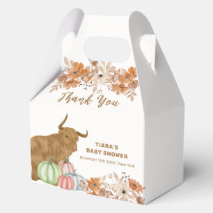 Rustic Fall Boho Floral Highland Cow Baby Shower  Favour Box