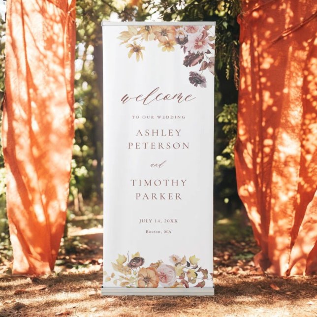 Rustic Fall Boho Floral Wedding Welcome Retractable Banner (Creator Uploaded)