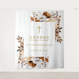 Rustic Fall Botanical Confirmation Photo Backdrop Tapestry