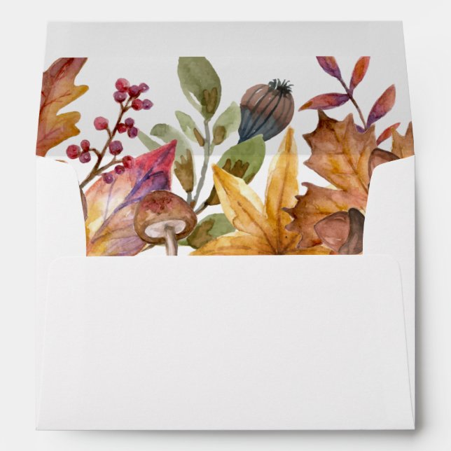 Rustic Fall Botanical Foliage Wedding Envelope (Back (Bottom))