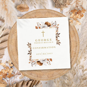 Rustic Fall Botanical Modern Confirmation Napkin