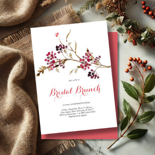 Rustic Fall Bridal Brunch Invitation With Berries