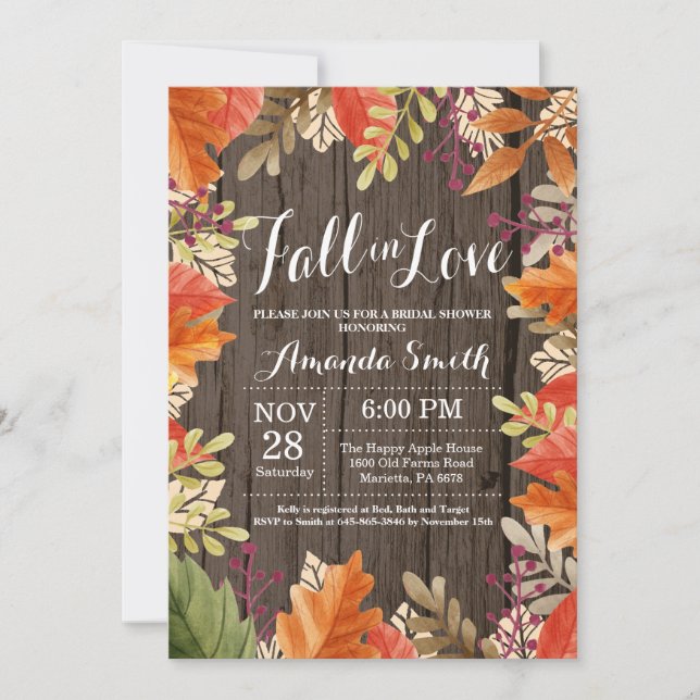 Rustic Fall Bridal Shower Invitation (Front)