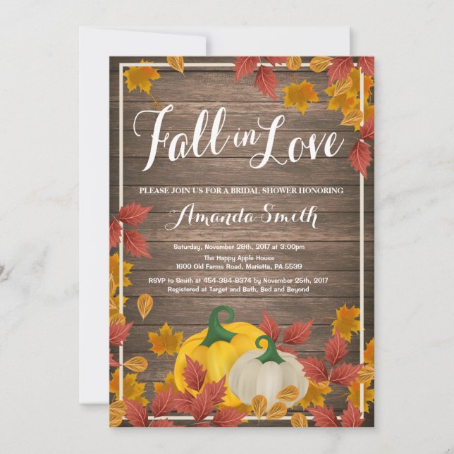 Rustic Fall Bridal Shower invitation (Front)