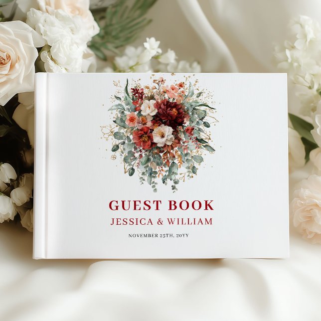 Rustic Fall Burgundy Wedding Guest Book Design (Rustic Fall Burgundy Wedding Guest Book Design

)