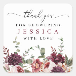 Rustic Fall Country Boho Thank You Favour Square Sticker