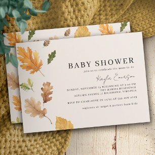 Rustic Fall   Earthy Neutral Autumn Baby Shower Invitation