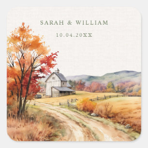 Rustic fall farm linen print Wedding Sticker