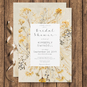 Rustic Fall Fields Floral Frame Bridal Shower Invitation