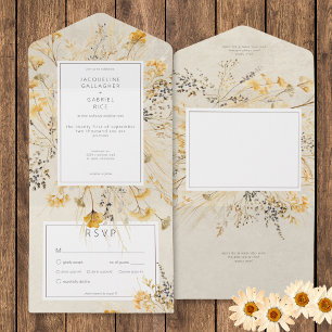 Rustic Fall Fields Wildflower Dinner All In One Invitation