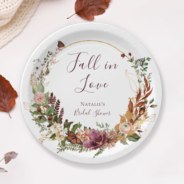 Rustic Fall Floral Bridal Shower Paper Plate (Creator Uploaded)