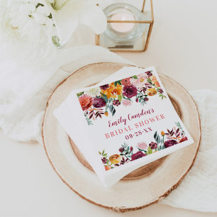Rustic Fall Floral Bridal Shower Wedding Napkin