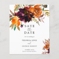 Rustic Fall Floral Budget Wedding Save the Date
