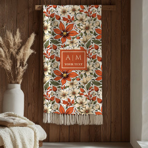 Rustic Fall Floral Copper Terracotta Olive Blanket