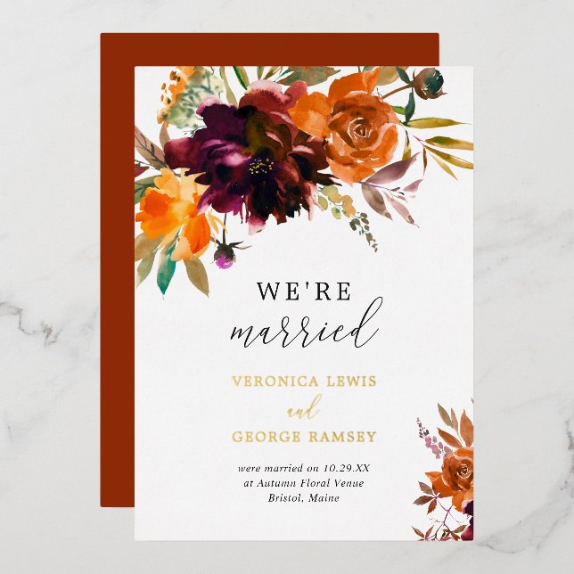 Rustic Fall Floral Elegant Wedding Reception (Front/Back)