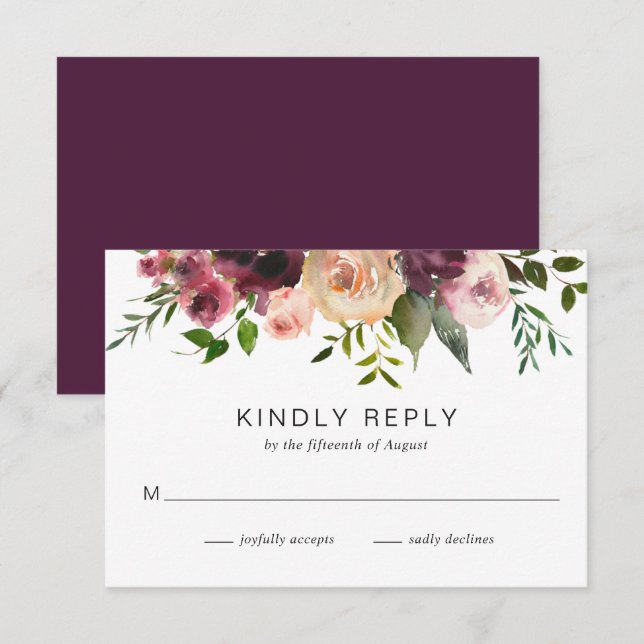 Rustic Fall Floral Elegant Wedding RSVP Card (Front/Back)