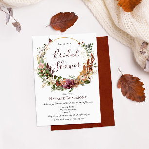 Rustic Fall Floral & Greenery Bridal Shower Invitation