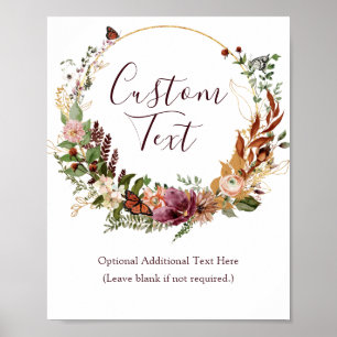 Rustic Fall Floral & Greenery Custom Text Sign