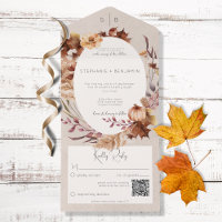 Rustic Fall Floral & Leaves QR Code