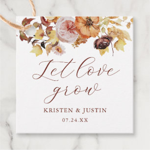 Rustic Fall Floral Let Love Grow Wedding Seeds Favour Tags