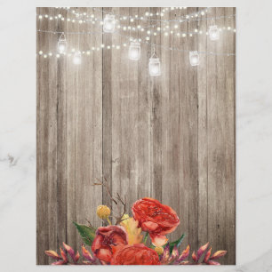 Rustic Fall Floral & Mason Jars Scrapbook Paper
