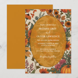 Rustic Fall Floral Pumpkin–Autumn Harvest Weeding Invitation