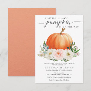 Rustic Fall Floral Pumpkin Baby Shower Invitation