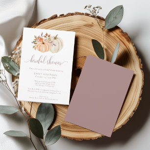 Rustic Fall Floral Pumpkin Bridal Shower Invitation
