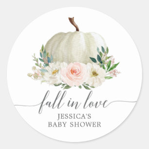 Rustic Fall Floral Pumpkin Fall In Love Favour Classic Round Sticker