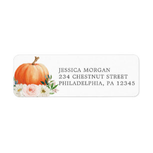 Rustic Fall Floral Pumpkin Return Address Label