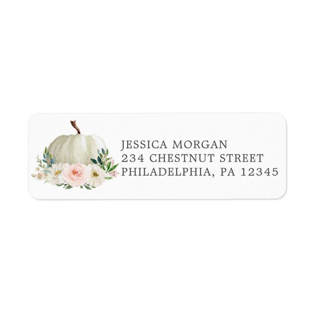 Rustic Fall Floral Pumpkin Return Address Label (Front)
