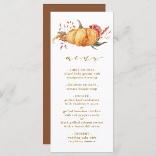 Rustic Fall Floral Pumpkin Wedding Gold Script Menu