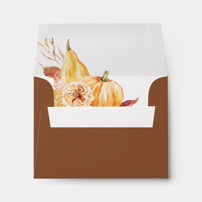 Rustic Fall Floral Pumpkin Wedding RSVP Terracotta Envelope (Back (Bottom))