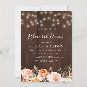 rustic fall floral rehearsal dinner invitation