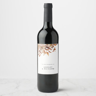 Rustic Fall Floral Thanksgiving Wine Bottle Label