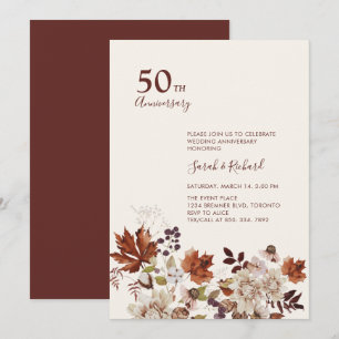 Rustic Fall Floral Wedding Anniversary Party Invitation