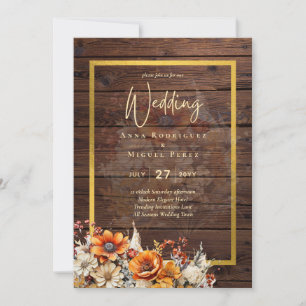 Rustic Fall Floral Wedding  Invitation