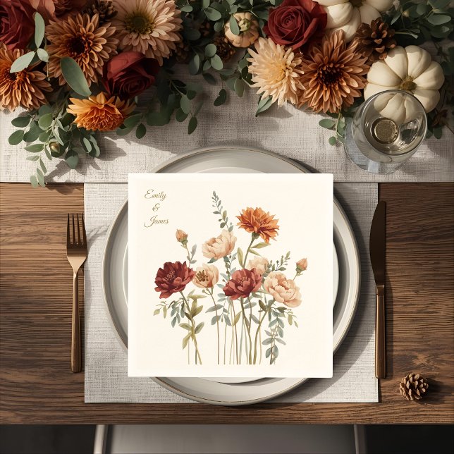 Rustic Fall Floral Wedding Paper Napkins (Creator Uploaded)