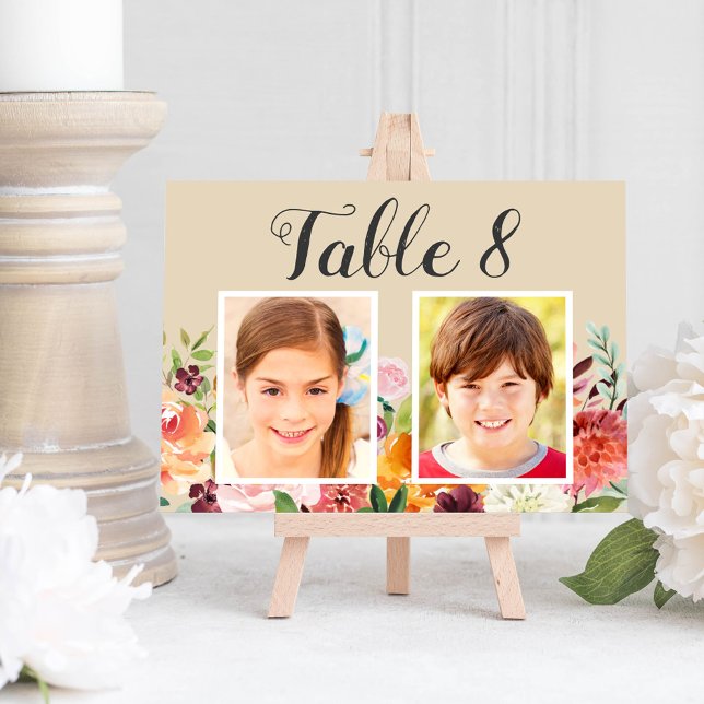 Rustic Fall Floral Wedding Photo Table Number (Creator Uploaded)
