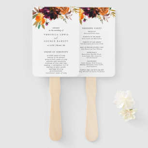 Rustic Fall Floral Wedding Program Hand Fan