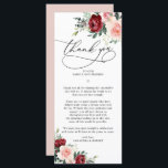 Rustic Fall Floral Wedding Thank You Letter Card<br><div class="desc">Designed to coordinate with our Romantic Blooms collection,  this customisable Thank You Letter Card features watercolor burgundy and blush florals with greenery leaves paired with a classy serif font & elegant calligraphy text graphics. Matching items available.</div>