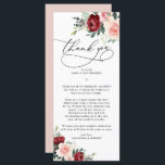 Rustic Fall Floral Wedding Thank You Letter Card<br><div class="desc">Designed to coordinate with our Romantic Blooms collection,  this customisable Thank You Letter Card features watercolor burgundy and blush florals with greenery leaves paired with a classy serif font & elegant calligraphy text graphics. Matching items available.</div>