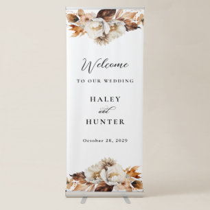 Rustic Fall Floral Wedding Welcome Retractable Banner