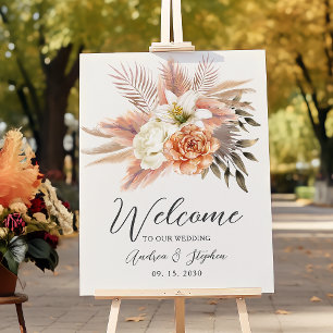 Rustic Fall Floral Wedding Welcome Sign